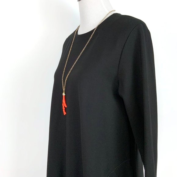 J McLaughlin Black Ponte Knit A-Line Flare Long Sleeve Dress Size Large - Picture 7 of 16